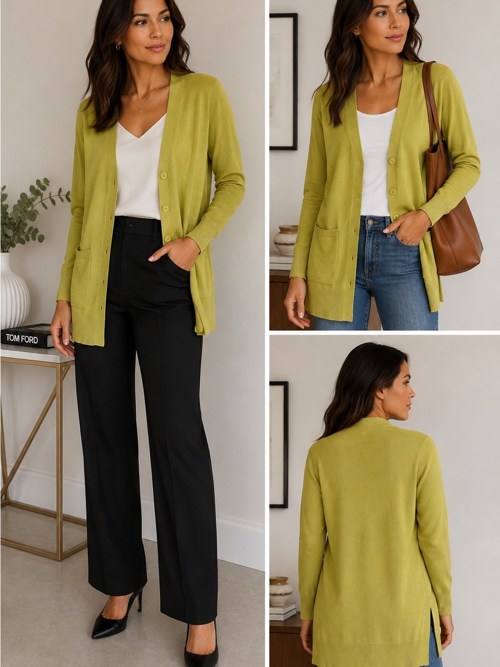 Cielo Women Olive Green V-Neck Button Front Cardigan Size L